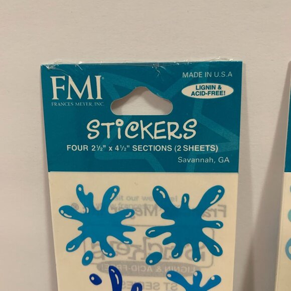 Vintage Frances Myers Sticker Sheets Blue Splash Soccer Ball Bubbles - Picture 3 of 6